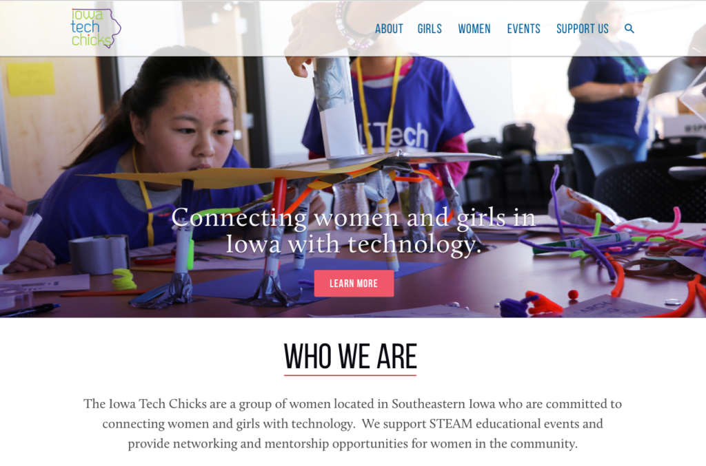 Preview of Iowa Tech Chicks website design concept.